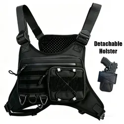 Bolsa táctica de pecho MOLLE con funda de pistola desmontable