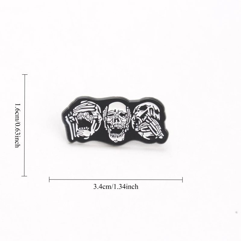 Pin de esmalte calavera gótica punk, broche esqueleto para Halloween - imagen 4
