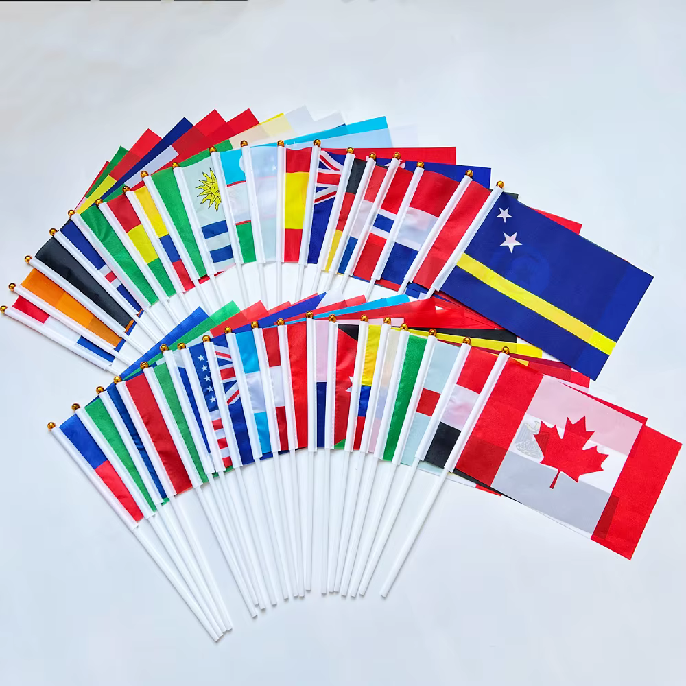Banderas nacionales de mano para eventos y fútbol, guirnalda - imagen 3