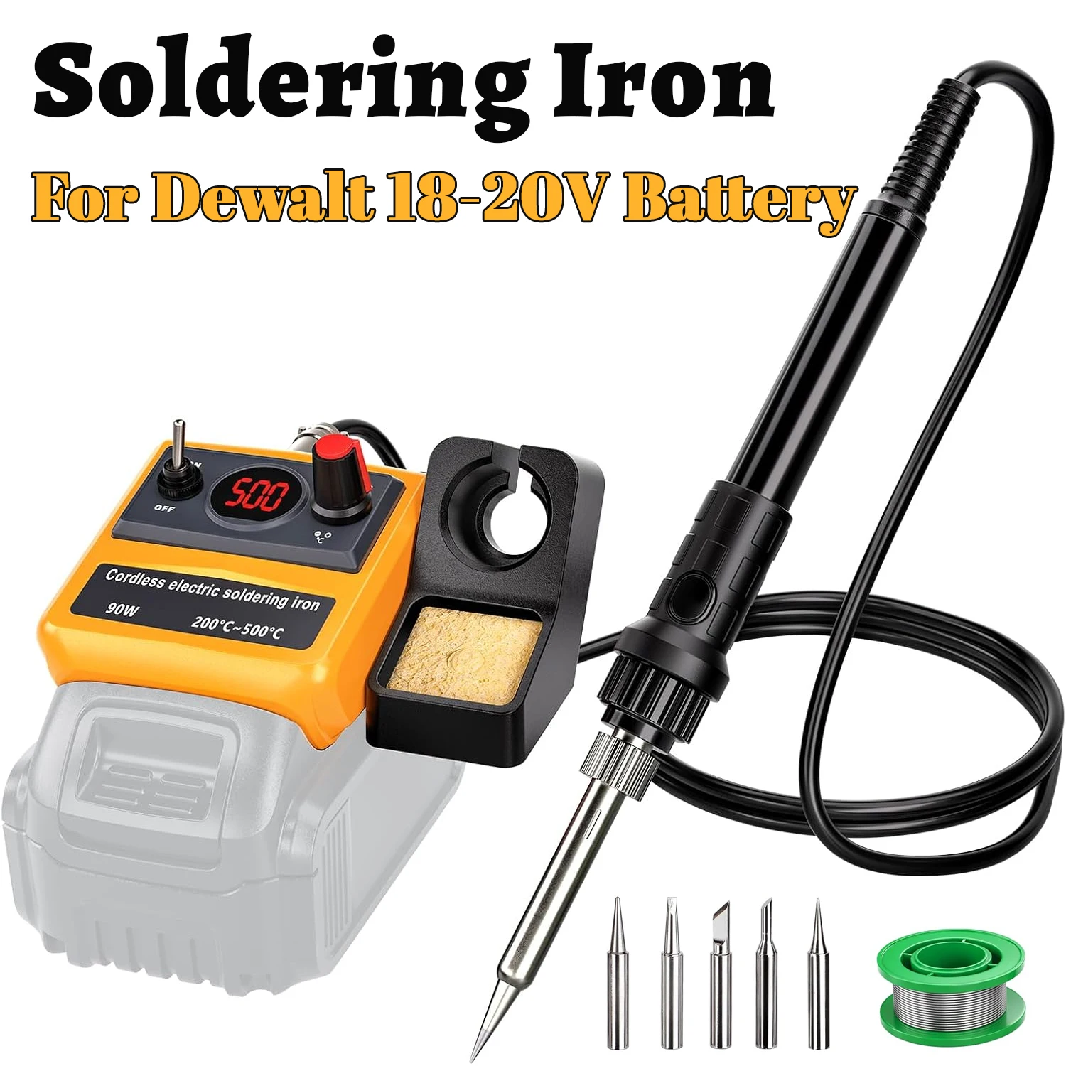 Soldador inalámbrico DeWalt 18V 20V con pantalla LCD y temperatura ajustable