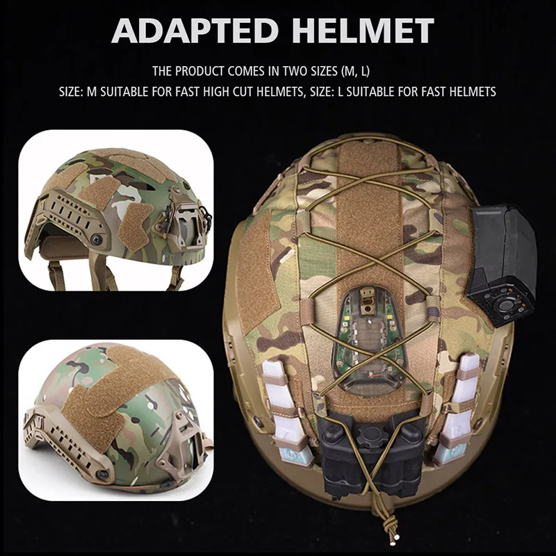 Funda cubre casco Airsoft elástica con cordón – táctica modular - imagen 2