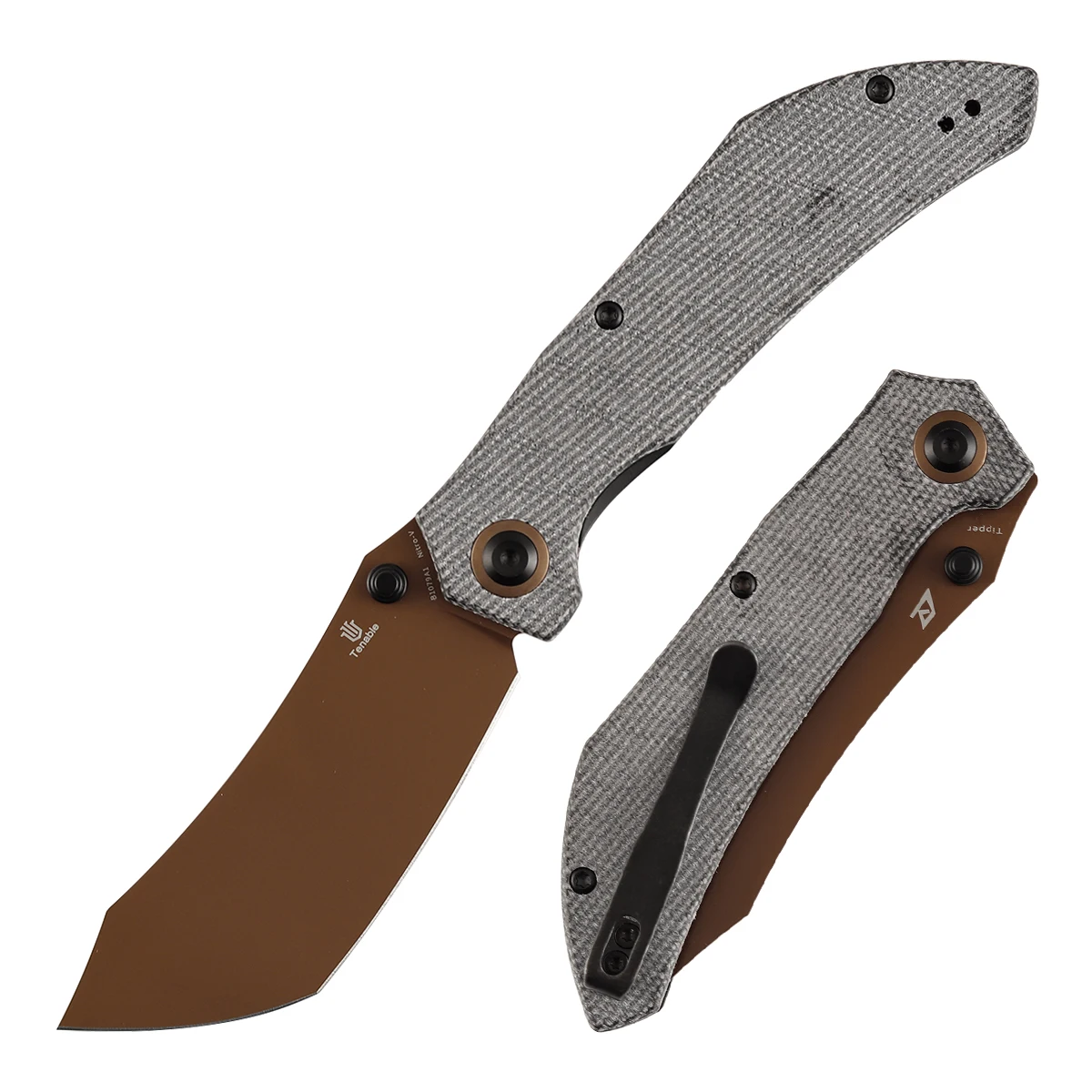 Mango y cuchillo plegable con materiales compuestos