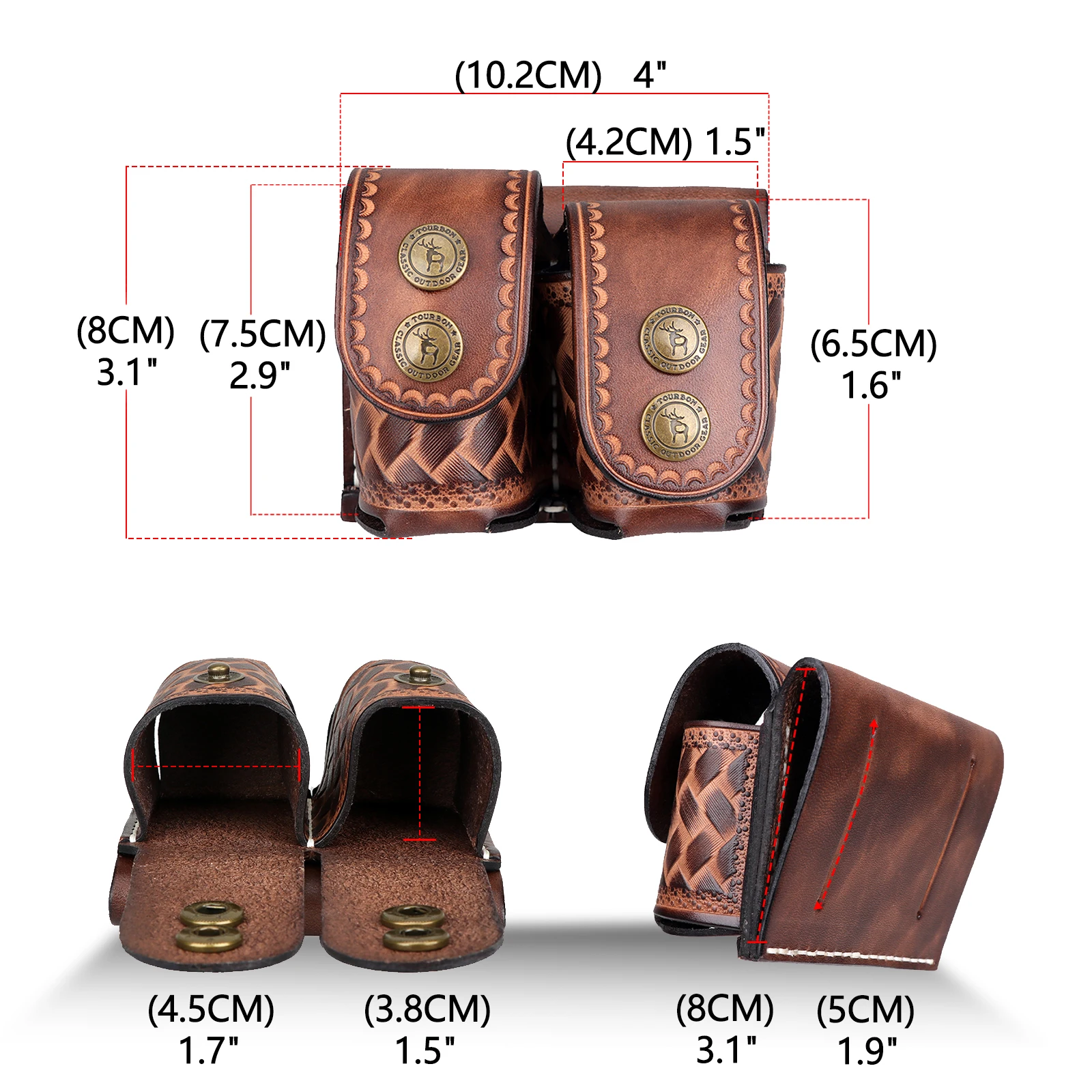 Tourbon portacargador doble de cuero – Compatible .38/.357 - imagen 3