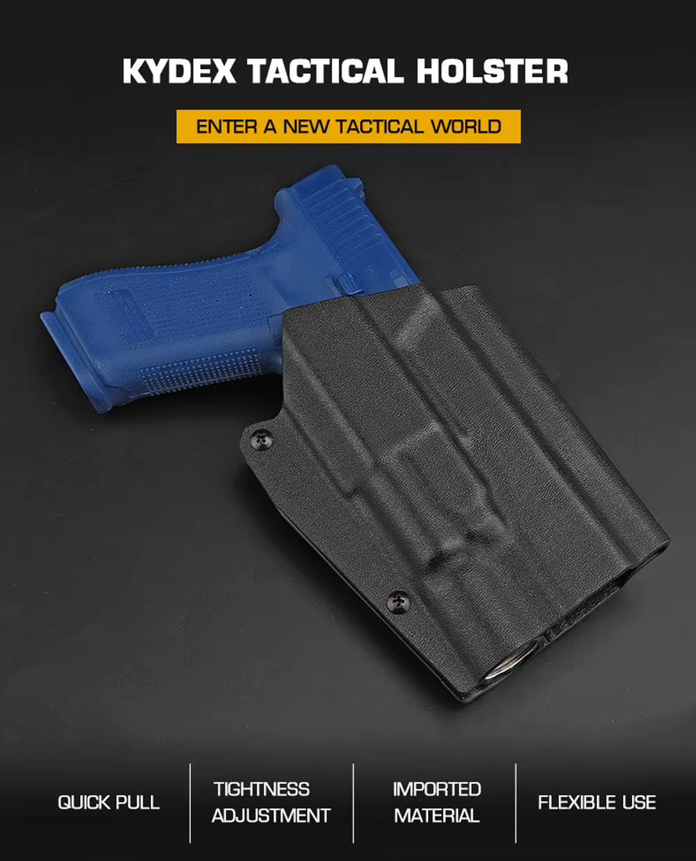 Funda KYDEX táctica para Glock con linterna X300 en vista lateral