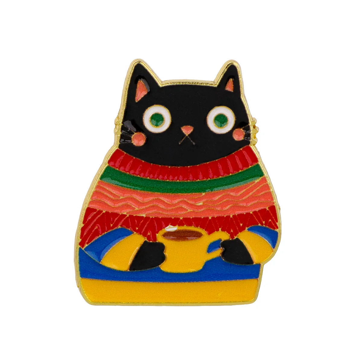 Broche metálico de gatito negro esmaltado para solapa y ropa - imagen 3