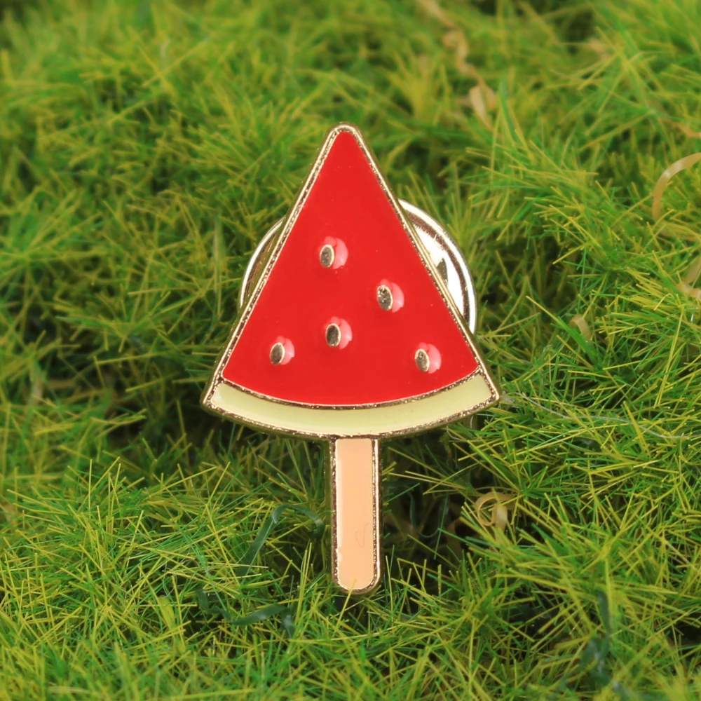 Broche rodaja de sandía jugosa roja y negra estilo kawaii verano - imagen 5