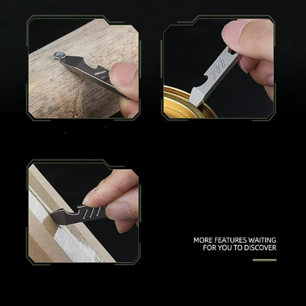 Mini abridor multiusos EDC titanio TC4 – Llave hexagonal con escala - imagen 4