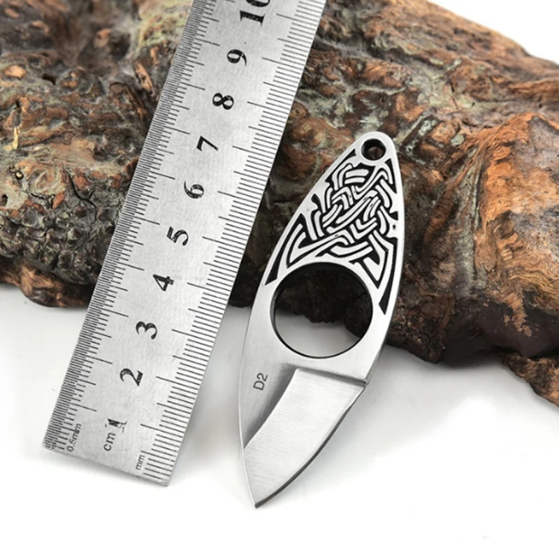 Cuchillo táctico supervivencia de bolsillo con mango de madera EDC - imagen 5