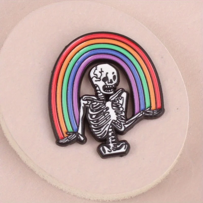 Broche insignia esqueleto arcoíris peculiar, accesorio para ropa - imagen 3