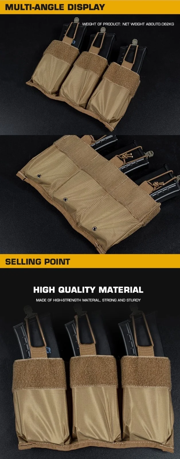 Bolsa triple DOPE detalle de compartimentos