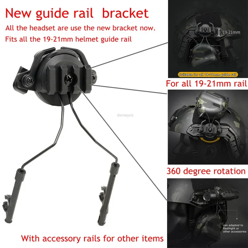 Auriculares tácticos comunicación Airsoft con adaptador riel para casco - imagen 3