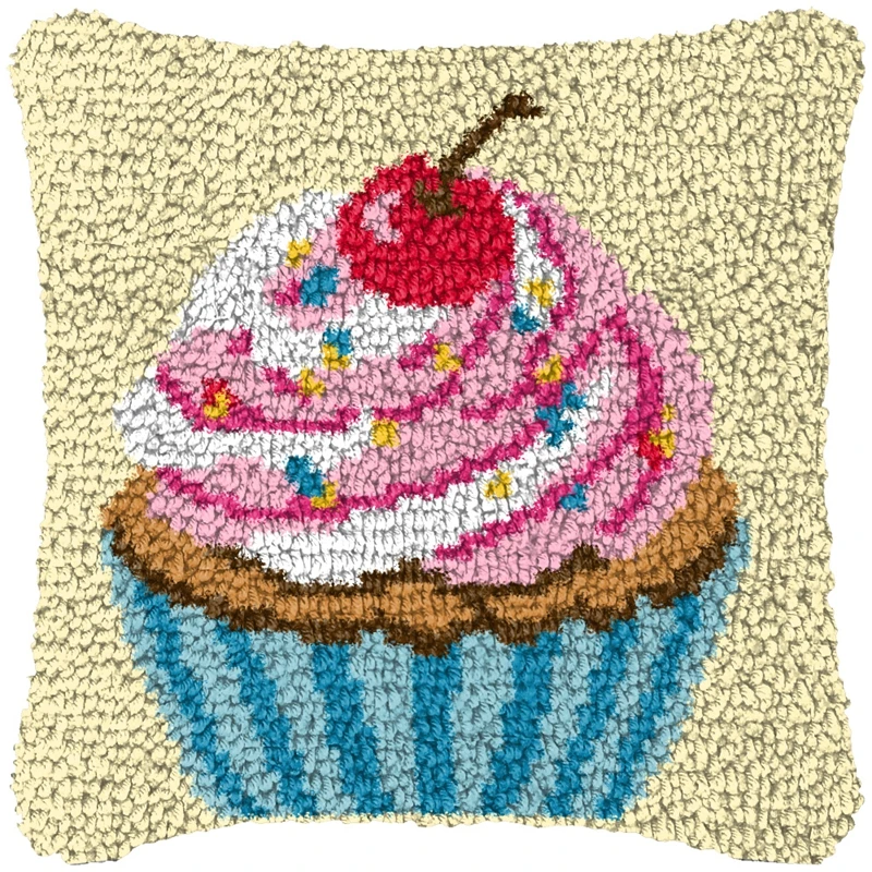 Kit bordado cojín decorativo gancho bucle postre dulce artesanal - imagen 5