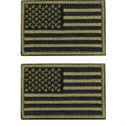 Parches bordados bandera USA verde militar y gris
