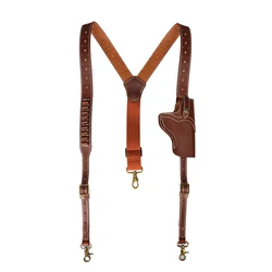 Tourbon Funda Pistola Cuero Ajustable Hombro Porta Cartuchos Marrón