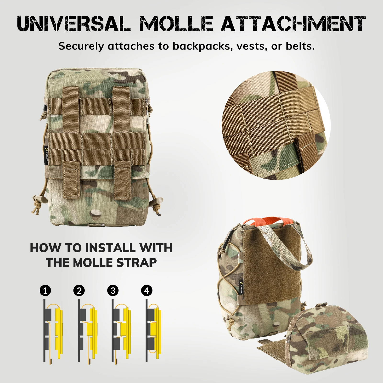 Botiquín táctico VOTAGOO con mochila MOLLE y bolsa médica velcro - imagen 5