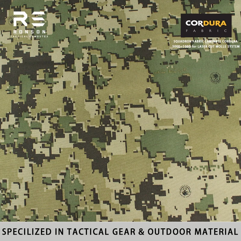 Cordura táctica woodland con impresión doble y corte láser