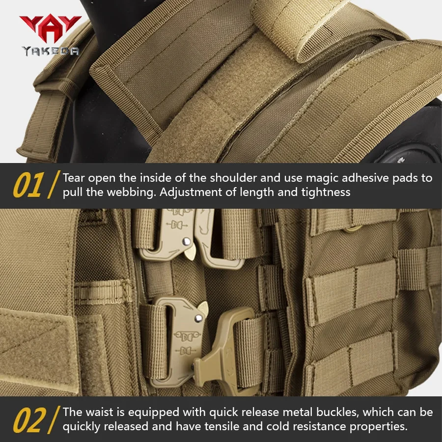 Chaleco táctico YAKEDA MOLLE con hebilla de serpiente para aire libre - imagen 5