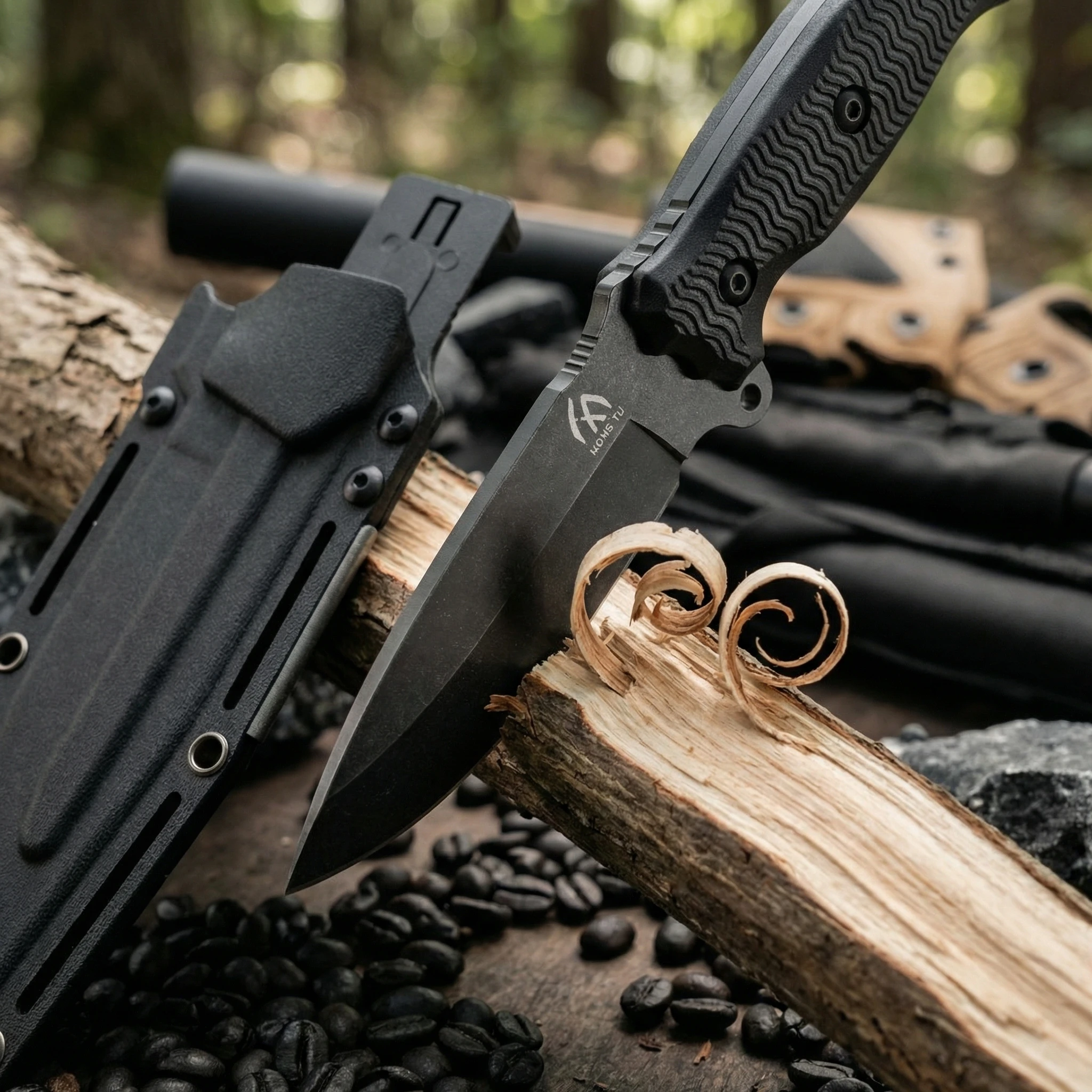Cuchillo de hoja fija táctico para exterior con funda - imagen 2