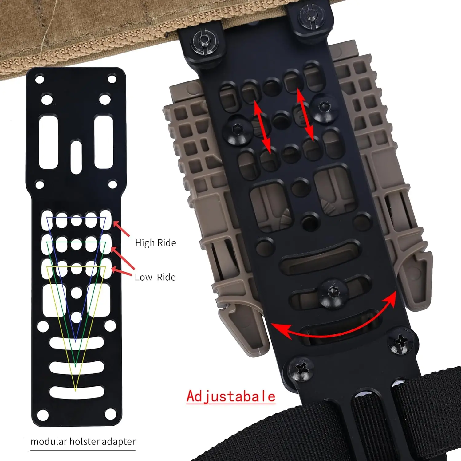 Soporte de pierna QLS modular metálico táctico para funda pistola - imagen 3