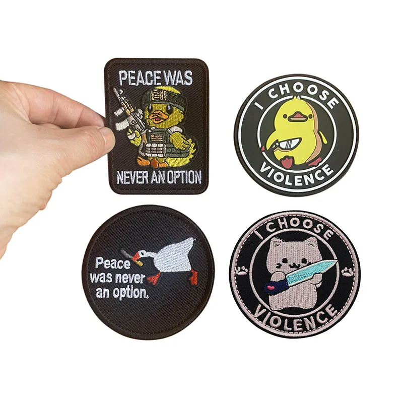 Ricamate Parche táctico bordado militar gato y pato con rifle - imagen 5