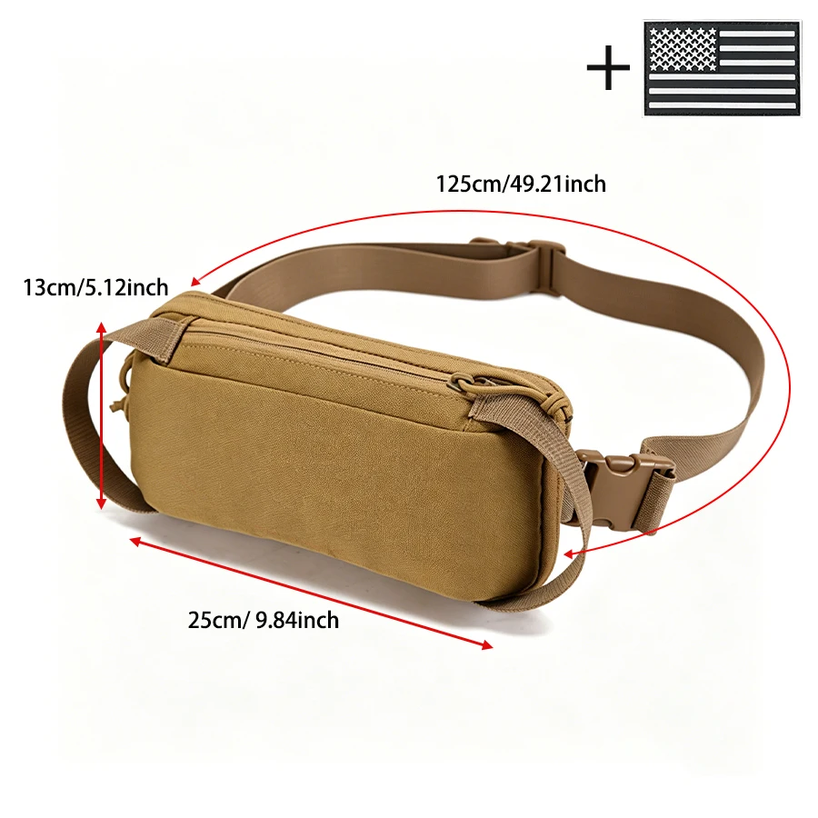 Bolsa táctica bandolera de nylon ripstop con doble cremallera