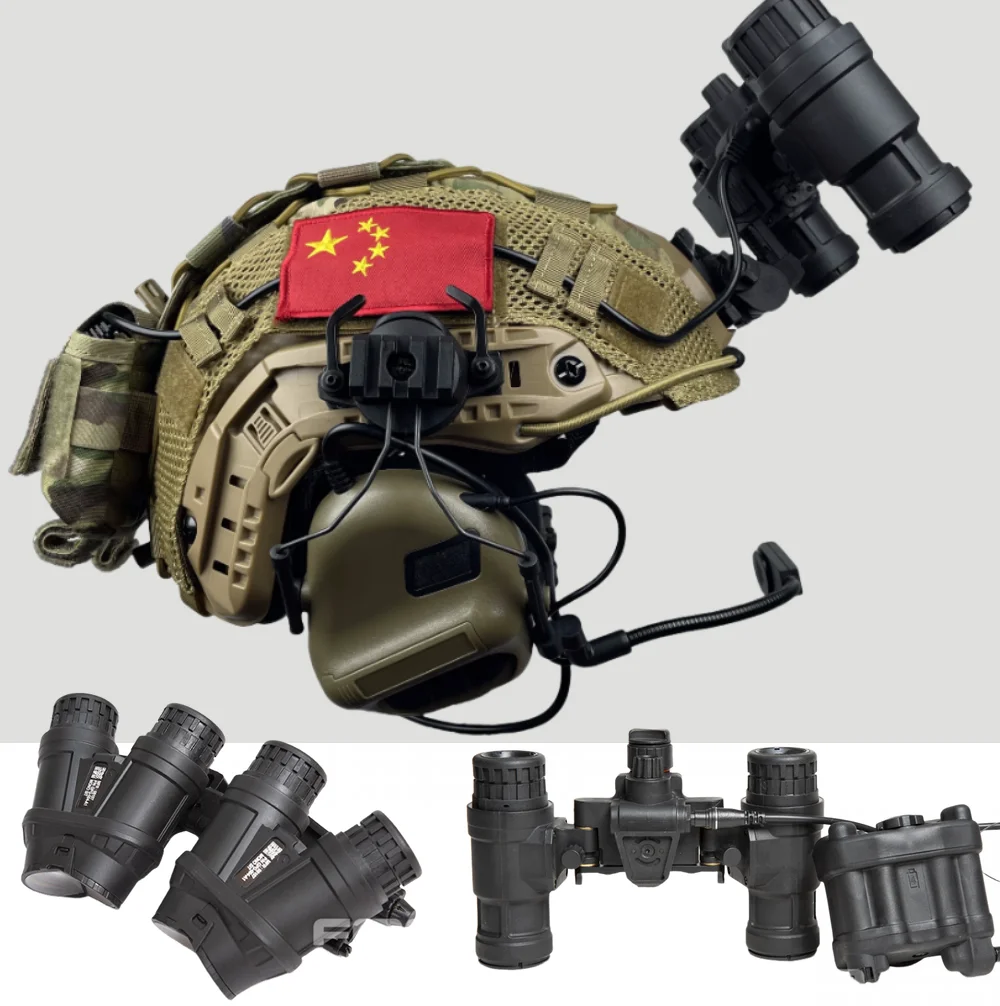 Casco táctico Airsoft ligero con auriculares y gafas linterna - imagen 3