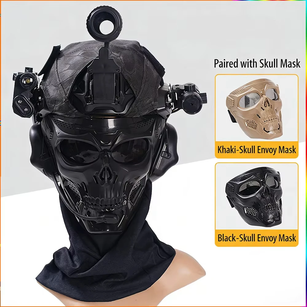 Casco táctico infantil NVG Airsoft con máscara calavera y auriculares