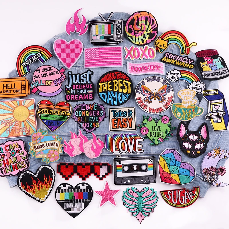 Parche bordado letras coloridas para chaqueta - adhesivos para ropa - imagen 5