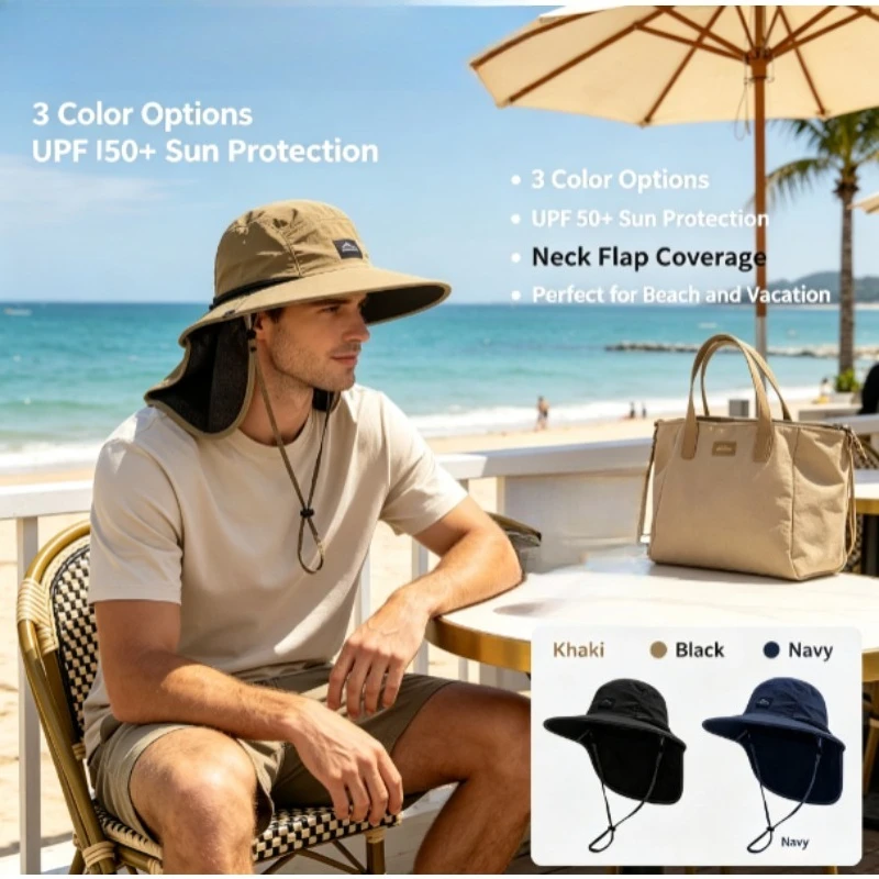 Sombrero de sol con protección UV y solapa cuello transpirable - imagen 3