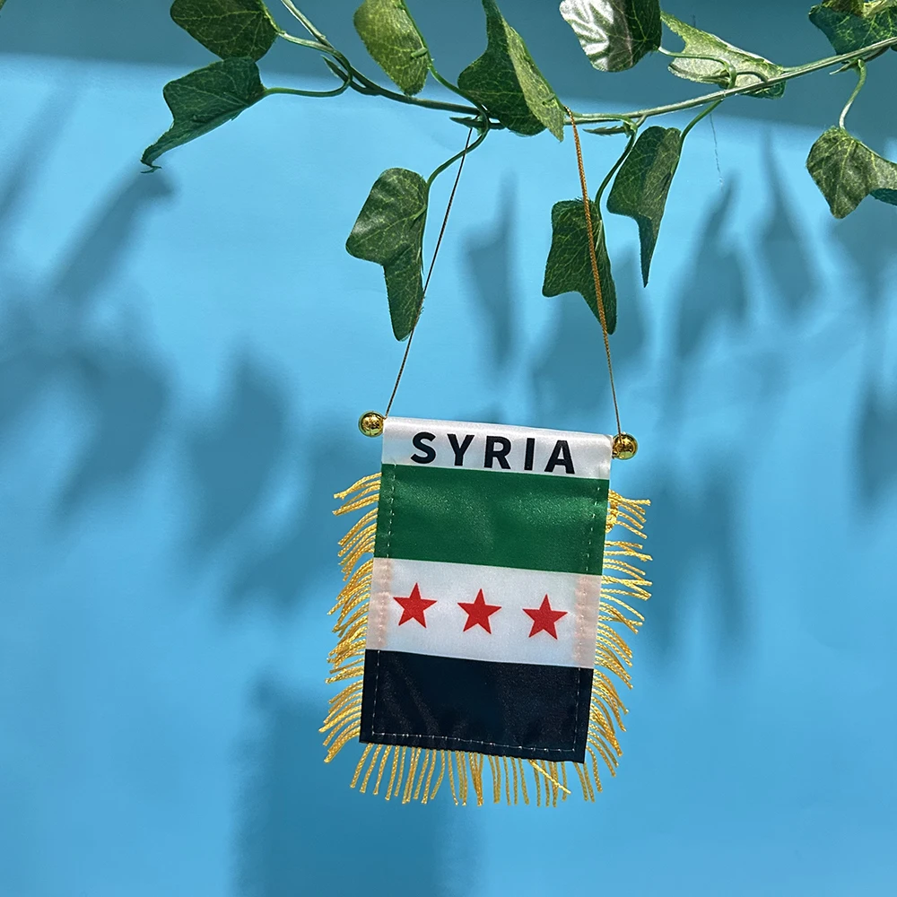 Bandera siria para ventana de coche, poliéster, doble cara