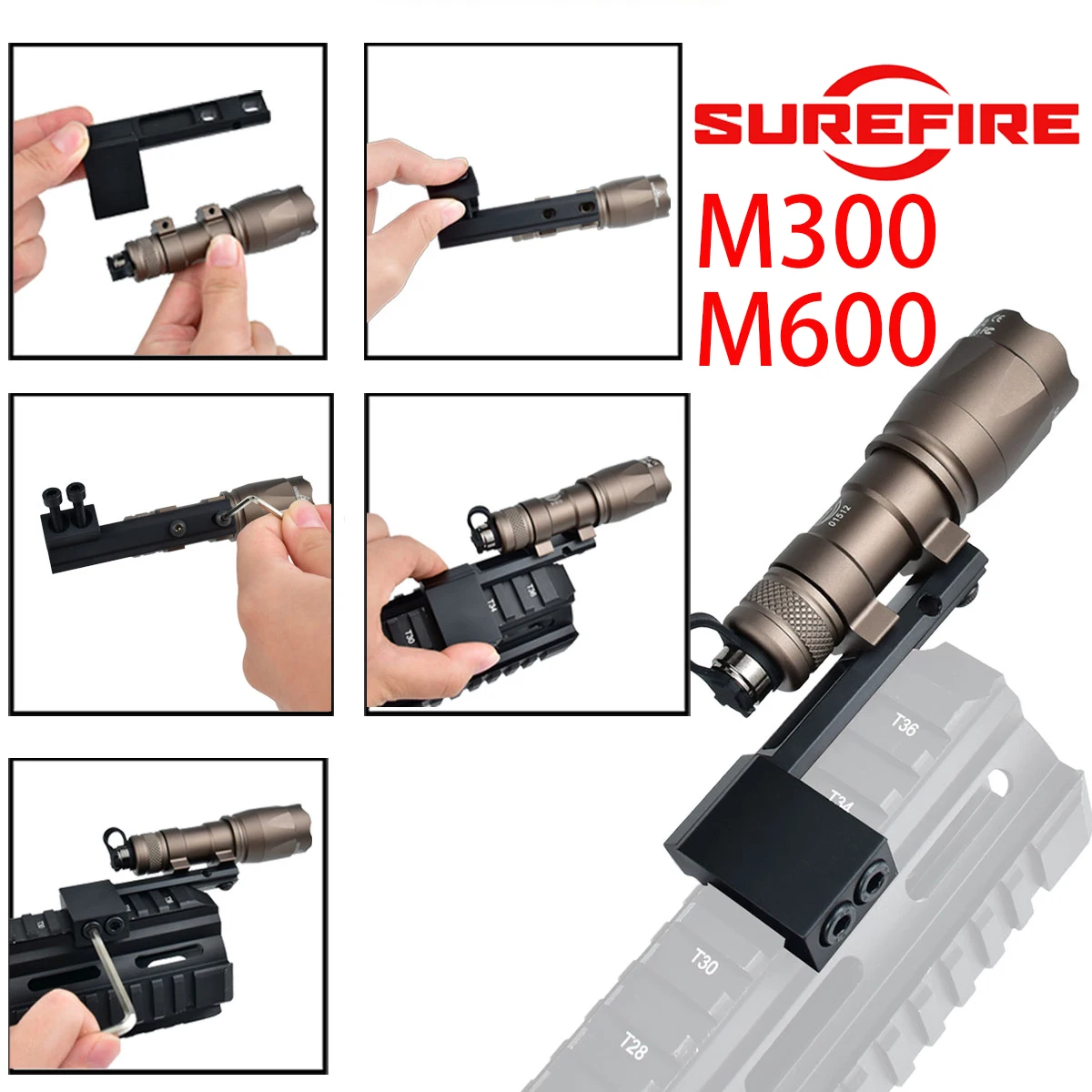 Surefire soporte linterna táctica desplazado Picatinny y MLOK - imagen 2