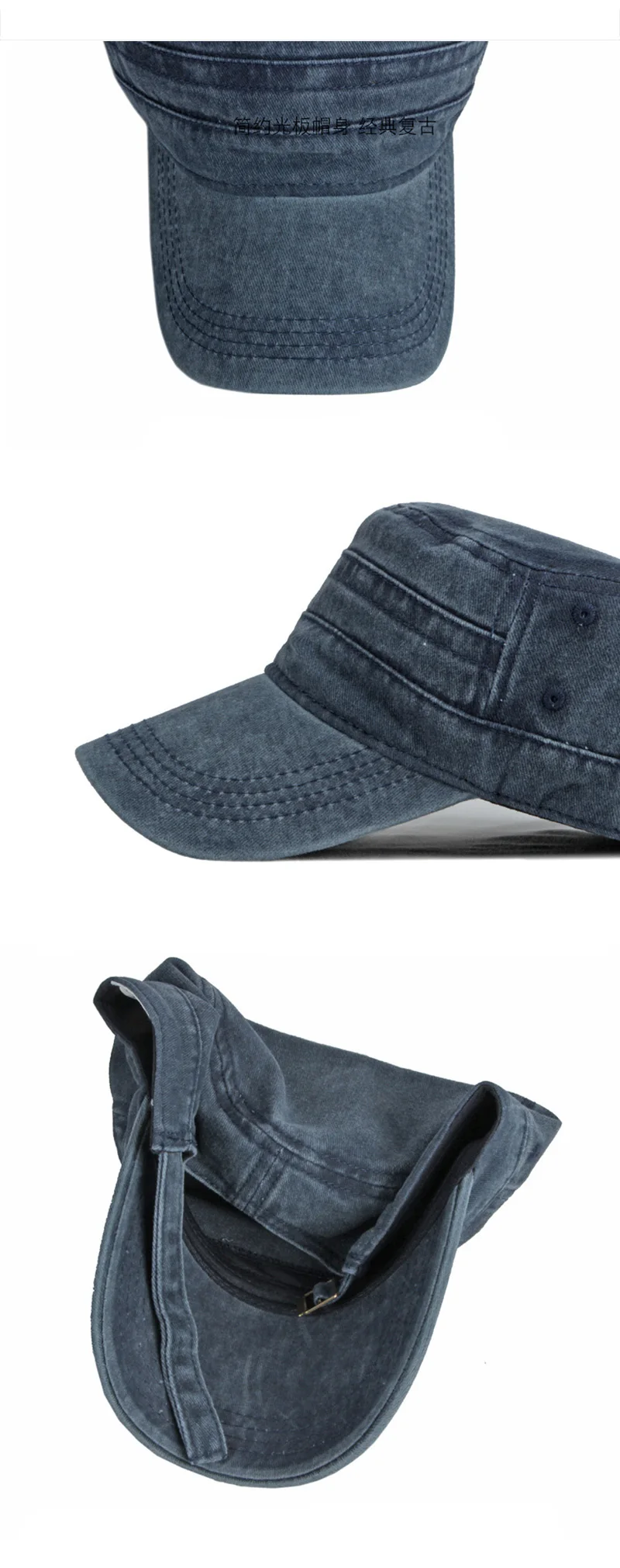 Vista frontal de gorra negra con visera