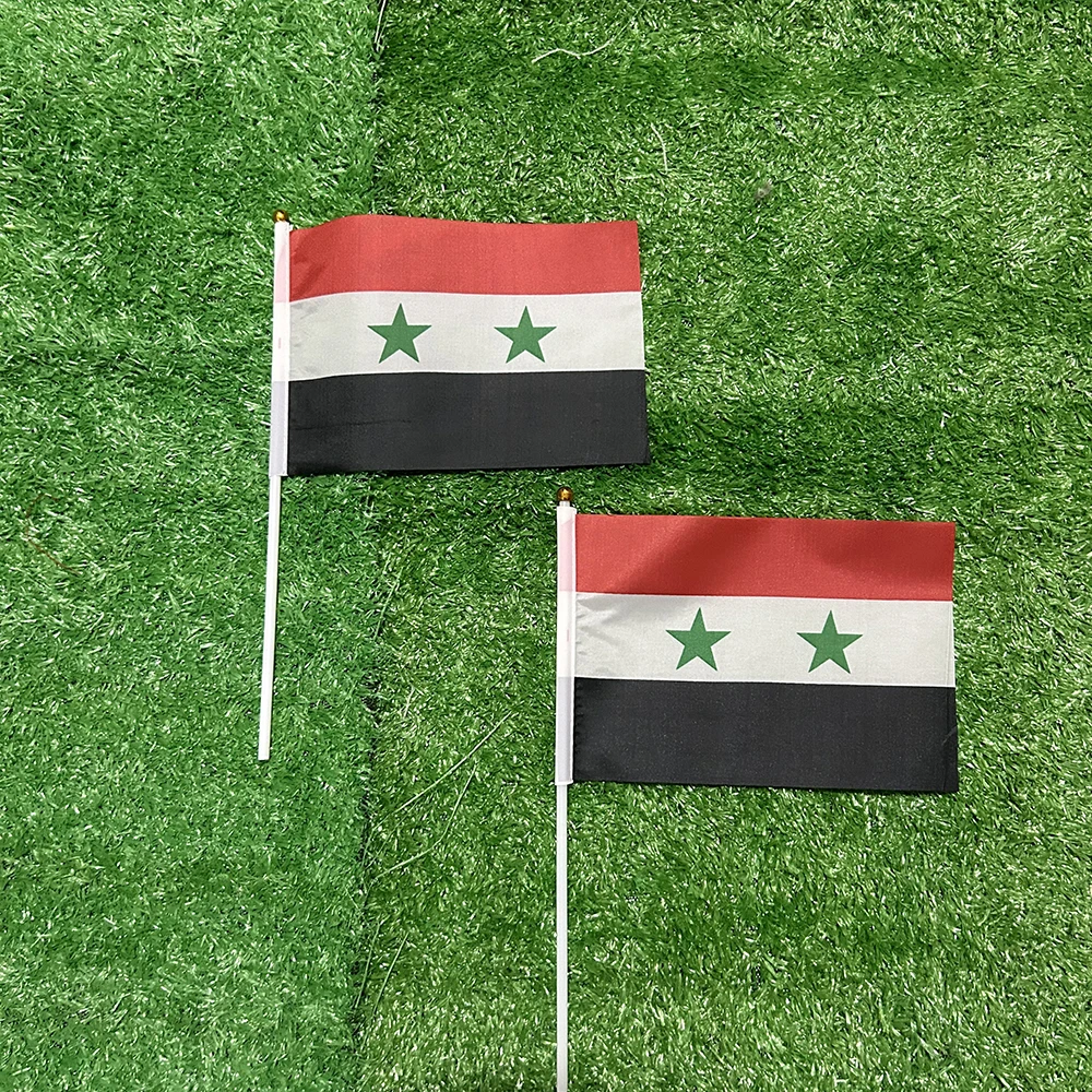 Detalle del tejido y diseño de la bandera de Siria