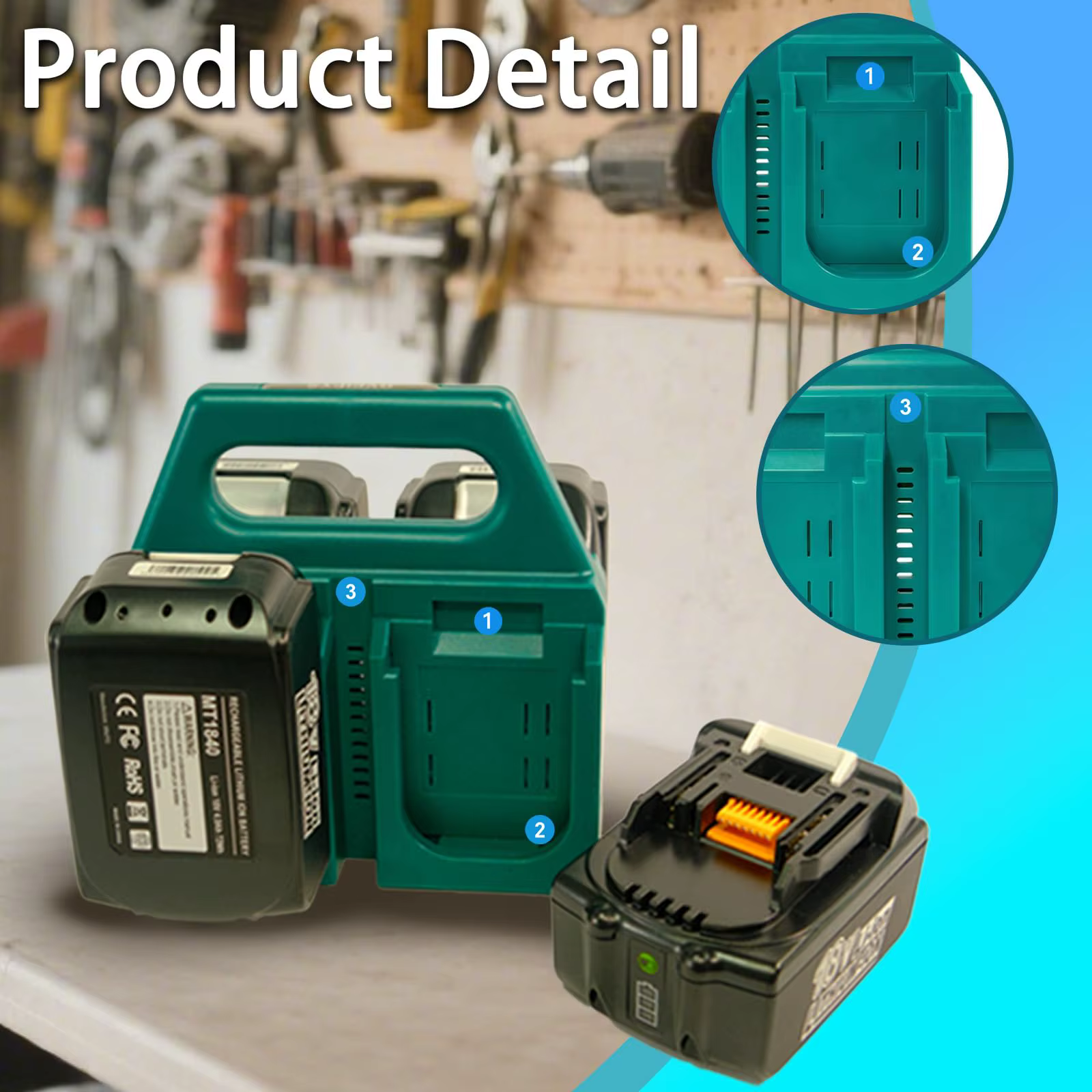 Estuche portabaterías Makita 18V y 14,4V – Soporte para 4-6 baterías - imagen 5