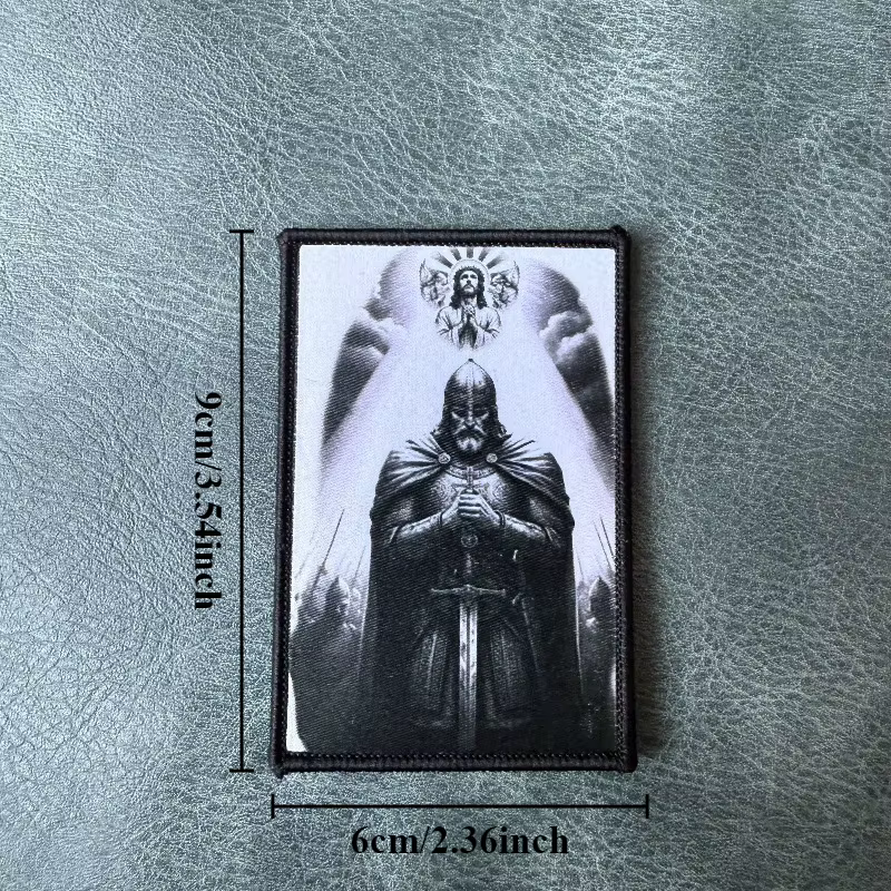 Parche Táctico Religioso Caballero Medieval Jesús – Insignia con Gancho y Bucle