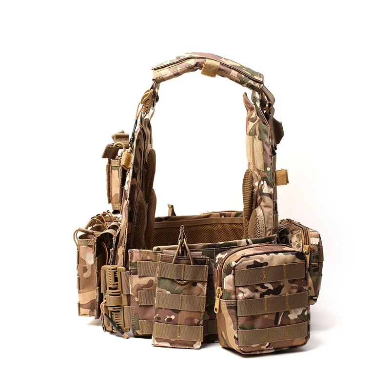 Chaleco táctico MOLLE 600D transpirable con bolsillos ajustable