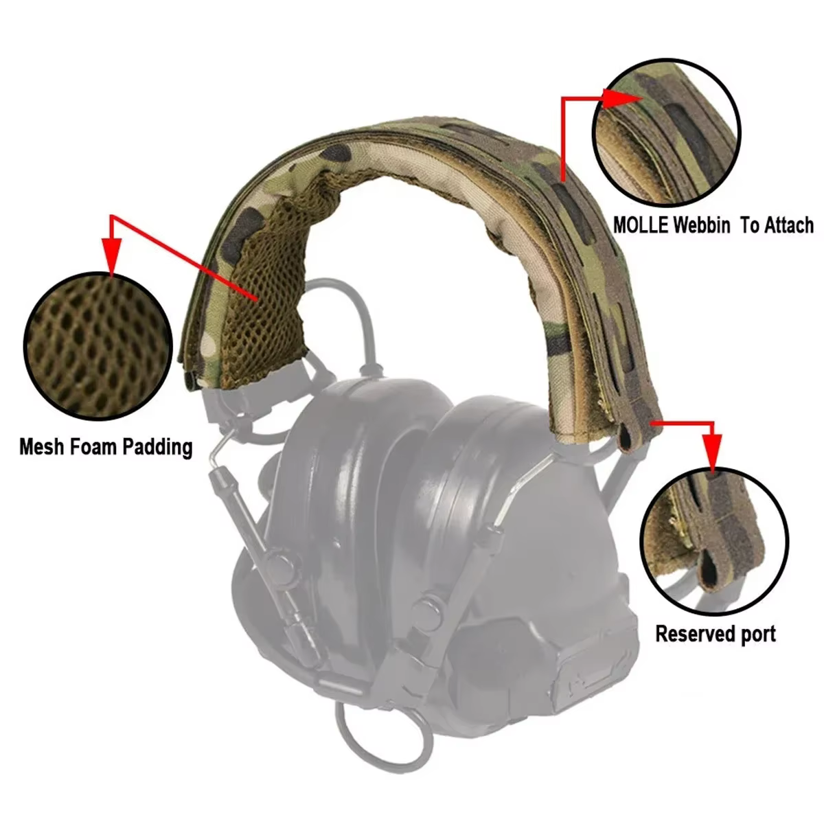 Funda para auriculares MOLLE con protección de micrófono y orejeras - imagen 3