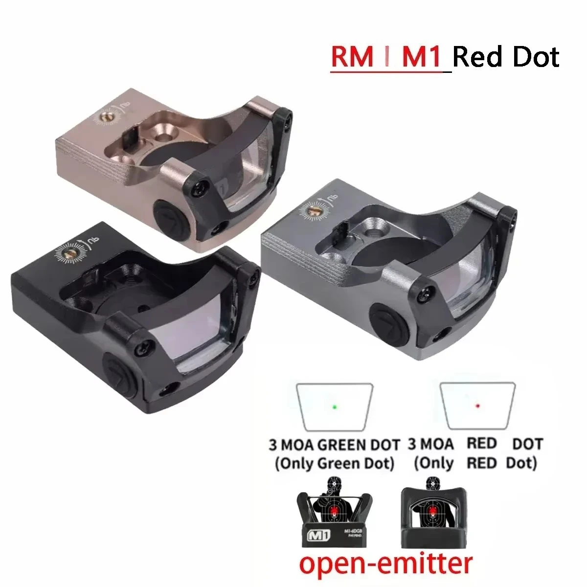 Mira táctica M1 montada sobre pistola con punto rojo visible