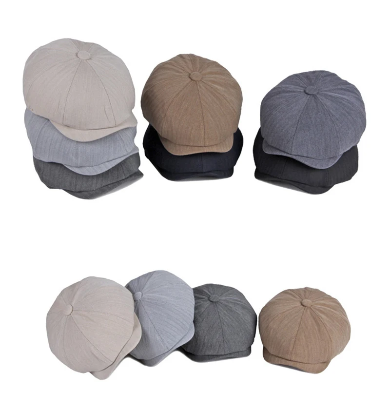 Sombreros octogonales informales para hombre y boinas de ocho hojas