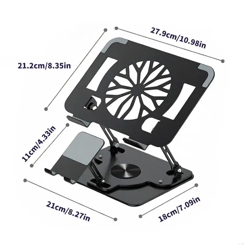 Soporte para portátil plegable giratorio 360° con base móvil - imagen 2