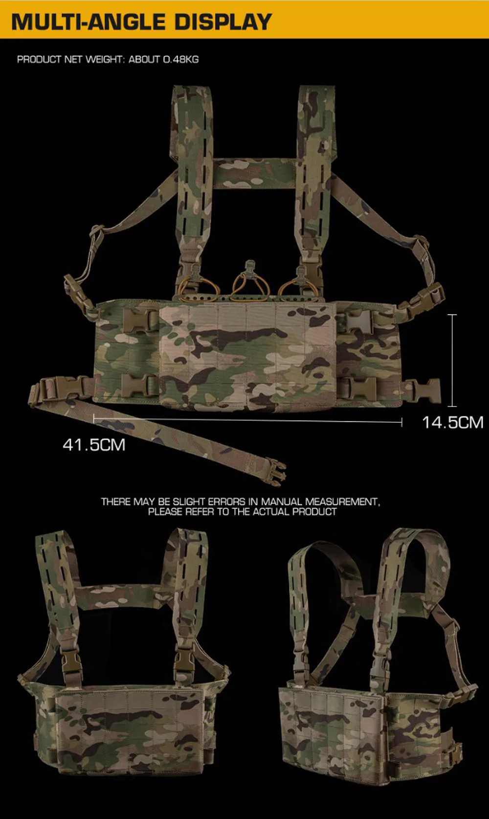 Detalle del sistema MOLLE del chaleco táctico