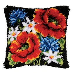 Kit de bordado punto de cruz flor para almohada, lana gruesa