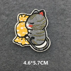 Parche termoadhesivo gato dibujo animado borde bordado para planchar