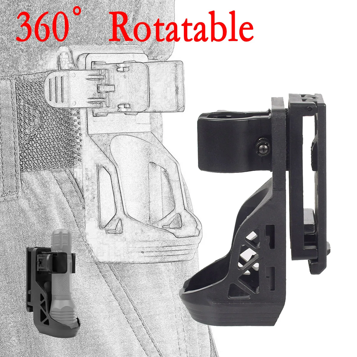 Funda táctica para defensa extensible giratoria 360° para cinturón