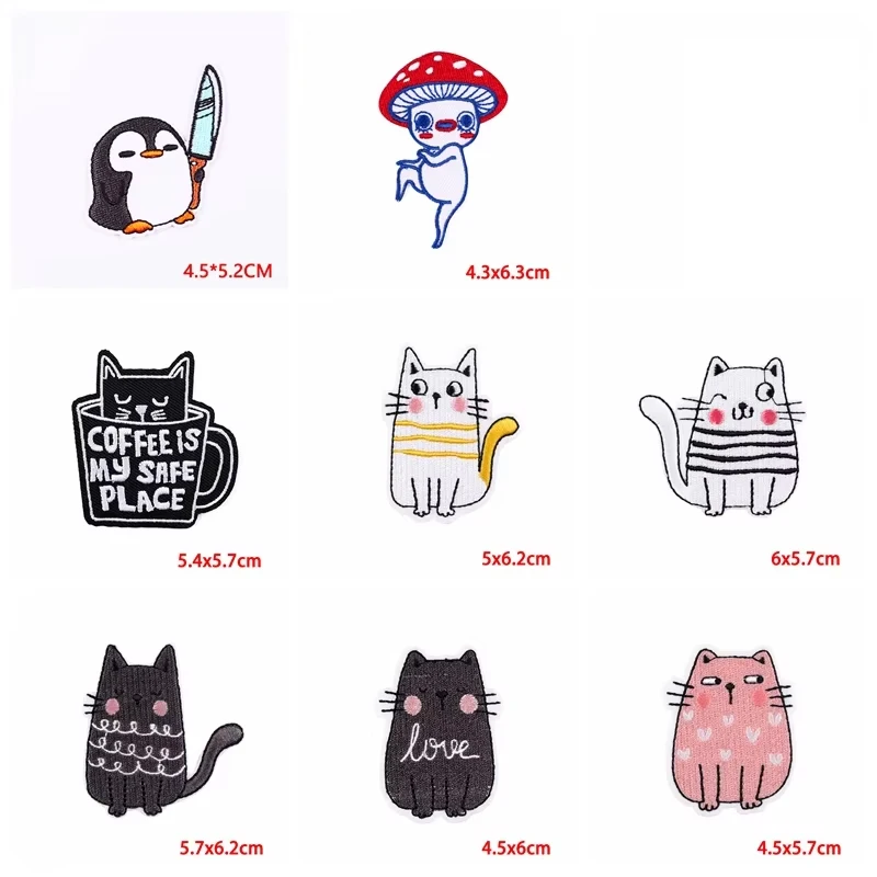 Parches bordados dibujos animados para ropa - Gato y animal planchar - imagen 5