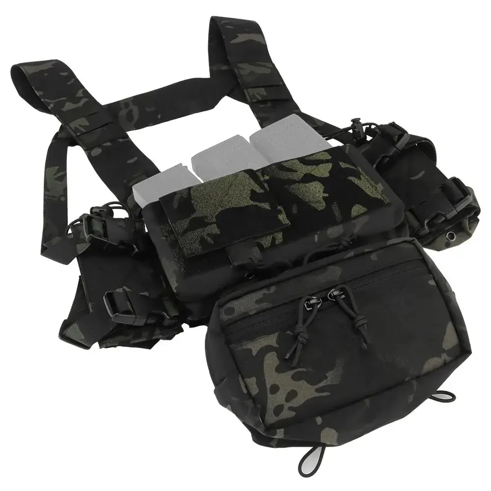 Chaleco táctico micro camo con portacargadores, correa de hombro ancha