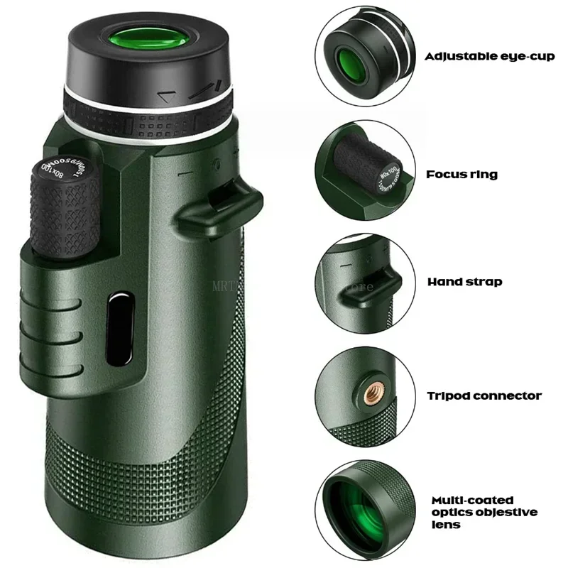 Vista del monocular y la óptica