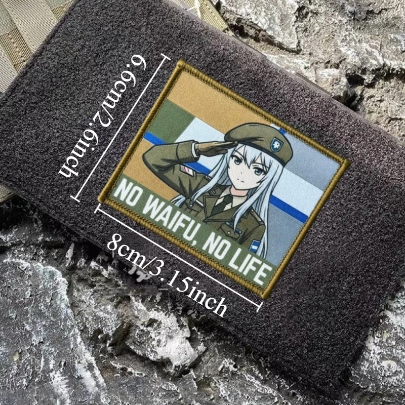 Parche táctico moral con velcro No Waifu, No Life para mochila - imagen 3