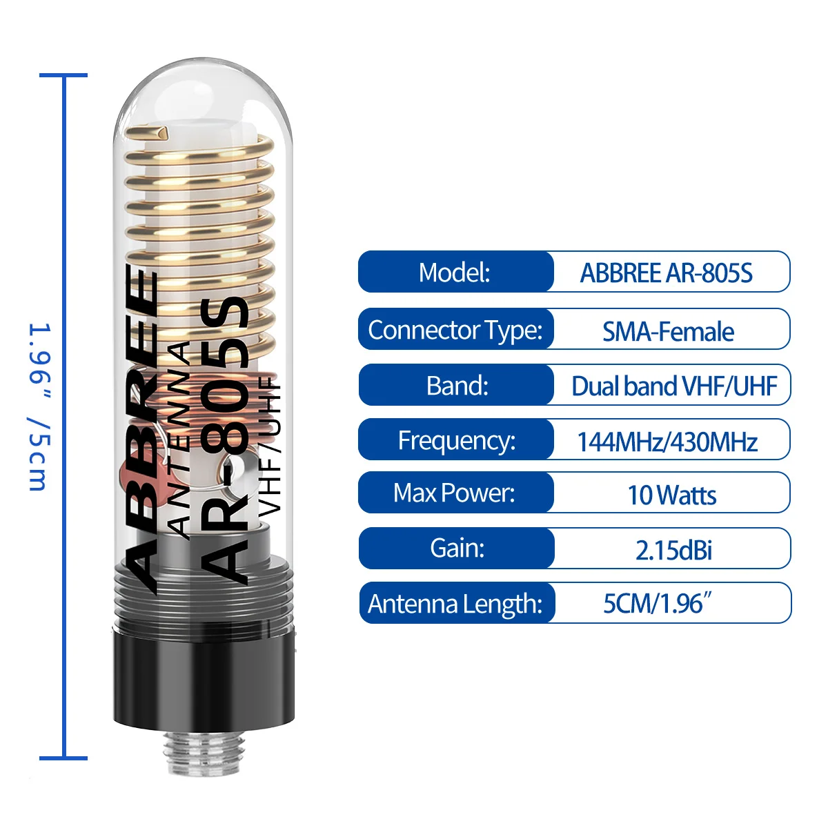 ABBREE AR-805S: Antena dual banda VHF/UHF con conector SMA hembra - imagen 5