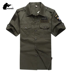 Camisa táctica algodón manga corta bolsillos múltiples para hombre